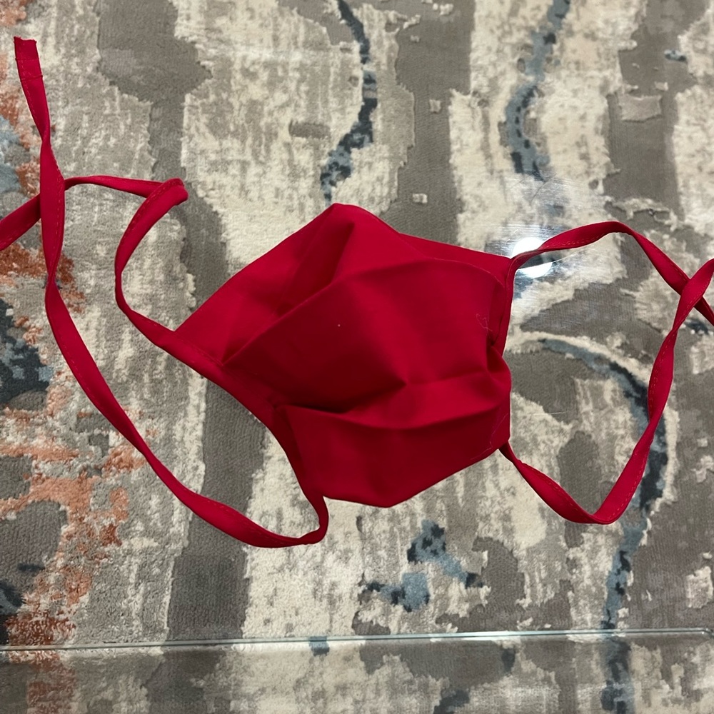 Red Hand Made Fabric Face Mask